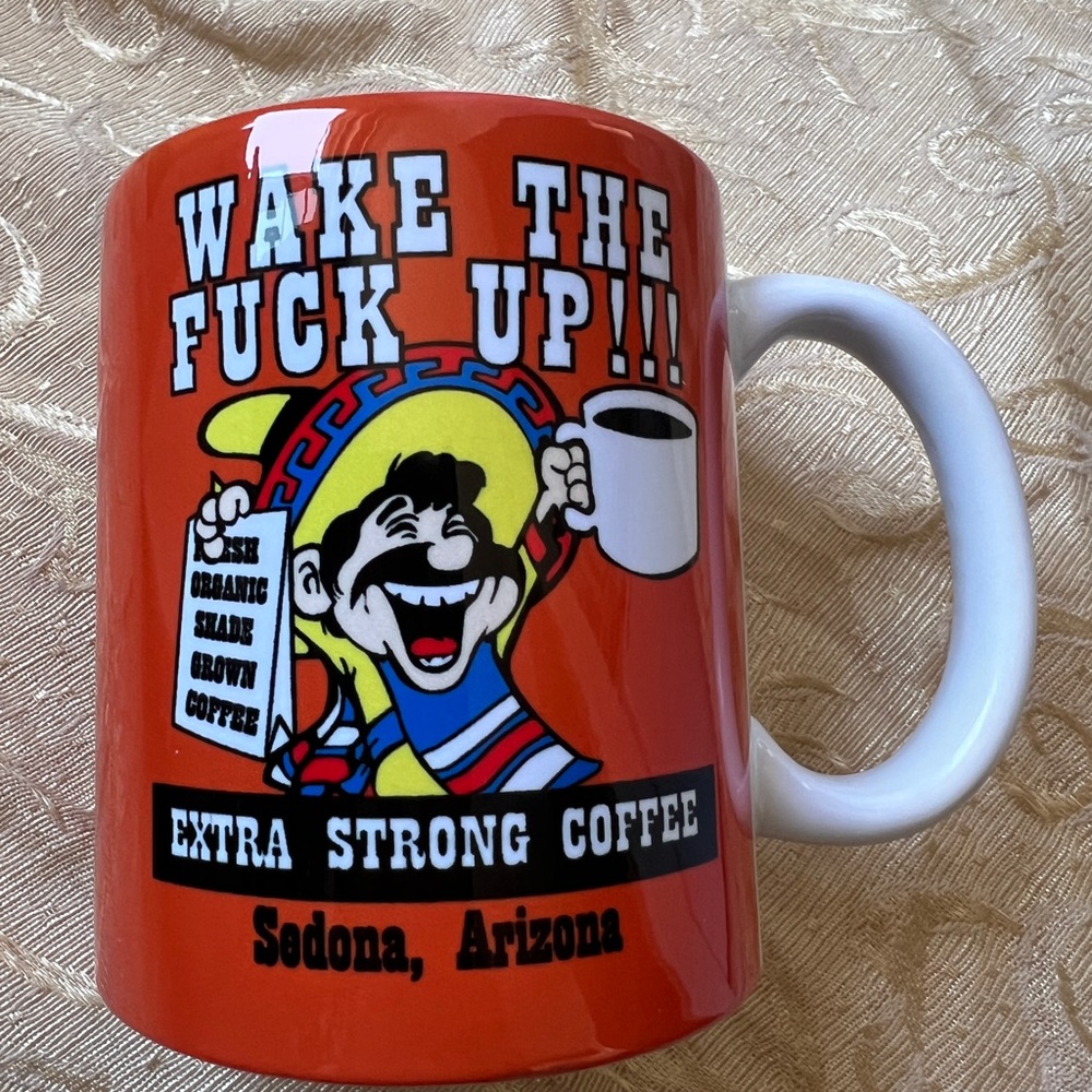 Wake Up Coffee Mug - Red and White new no box
